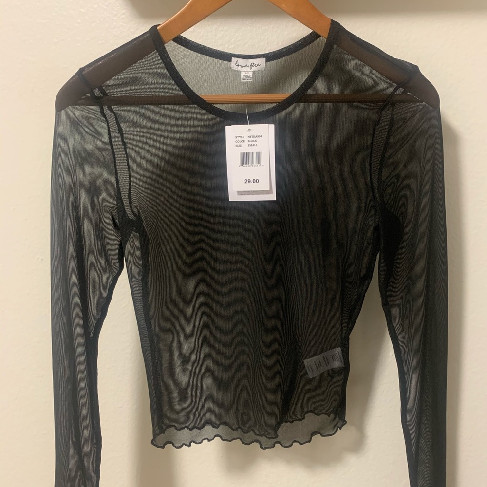 Black Long-sleeve Mesh Shirt